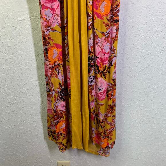 FREE PEOPLE Jumpsuit XS‎ Falling Flowers Off Shoulder Wide Leg Boho Flowy Sleeve - Picture 9 of 15